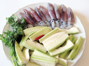 Canh mướp mực cơm rất thơm ngon