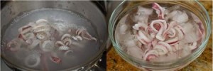 Ngâm mực vào nước sạch cho mực trắng