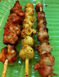 Xiên nướng cổ bạch tuộc và răng mực